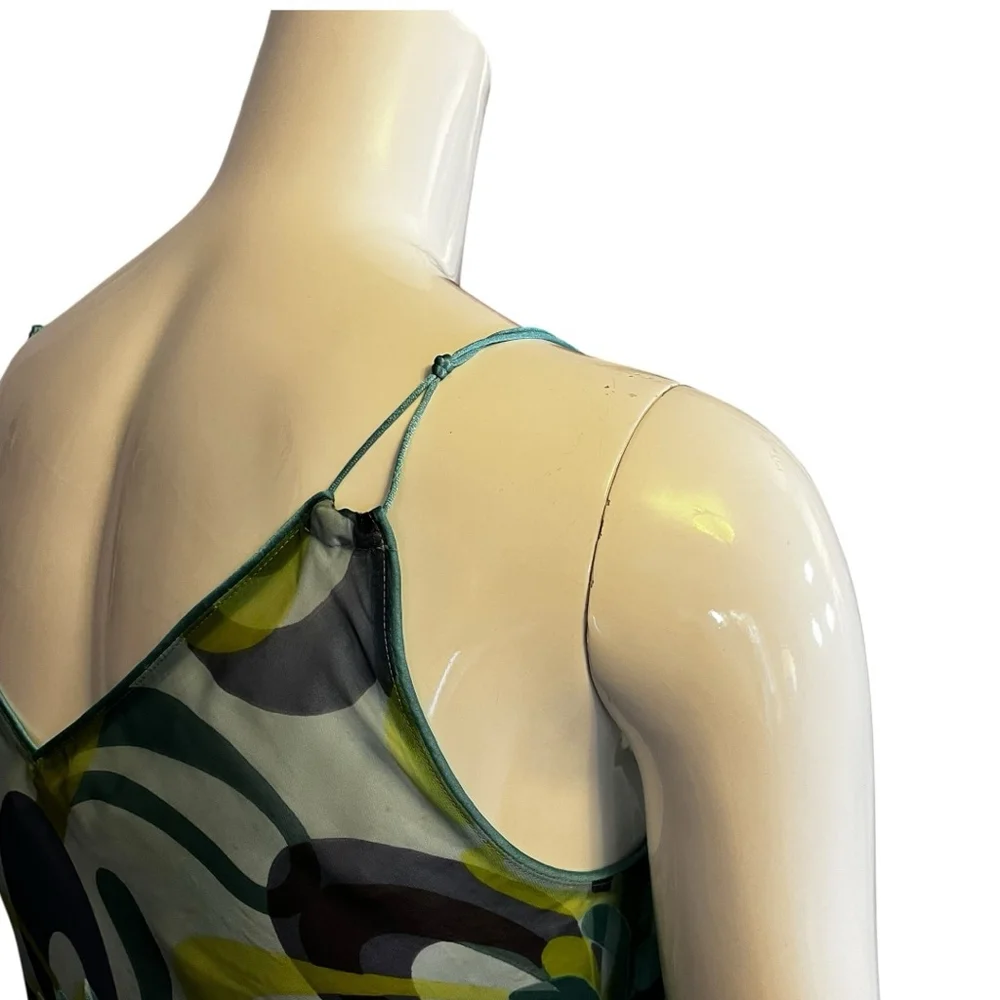 Planet UK Silk Slip Dress Green/Blue Mermaid Floral Size 14 - Picture 14 of 16